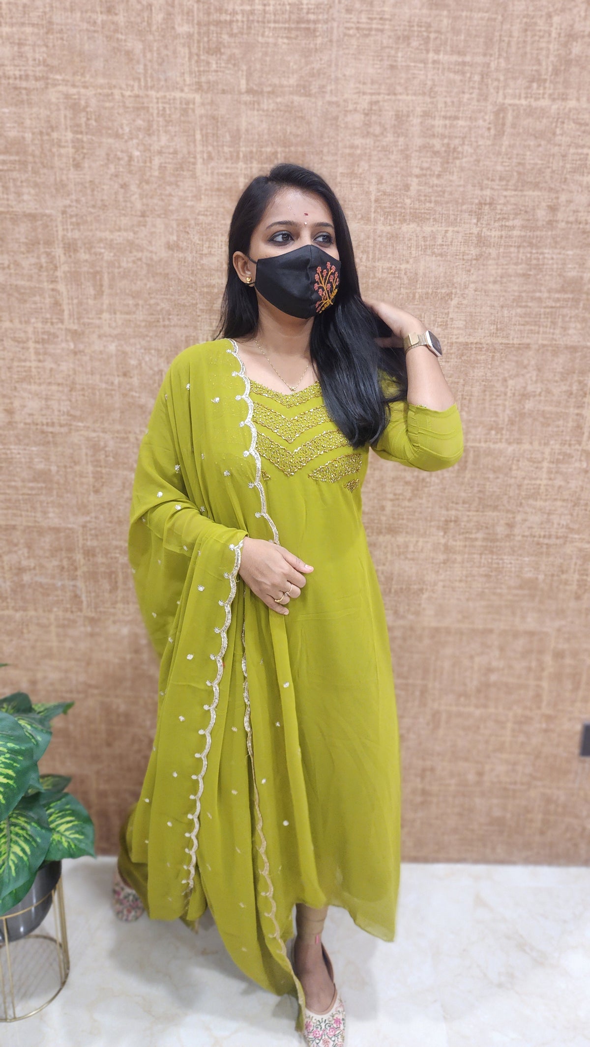 Ethnic Salwar set (Kurti+Dupatta) (9178)*