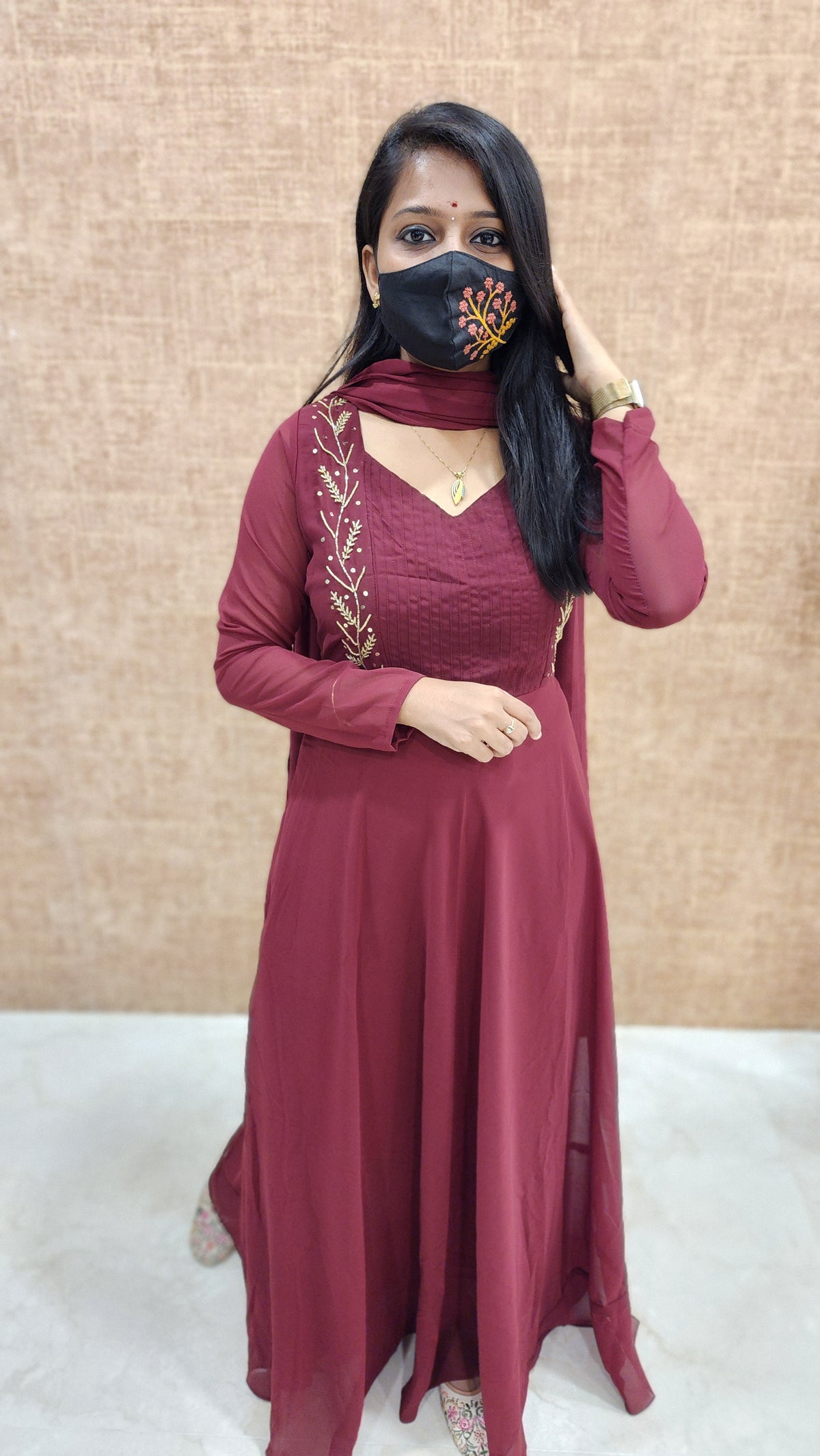 Ethnic Salwar set (Kurti+Dupatta) (9858)