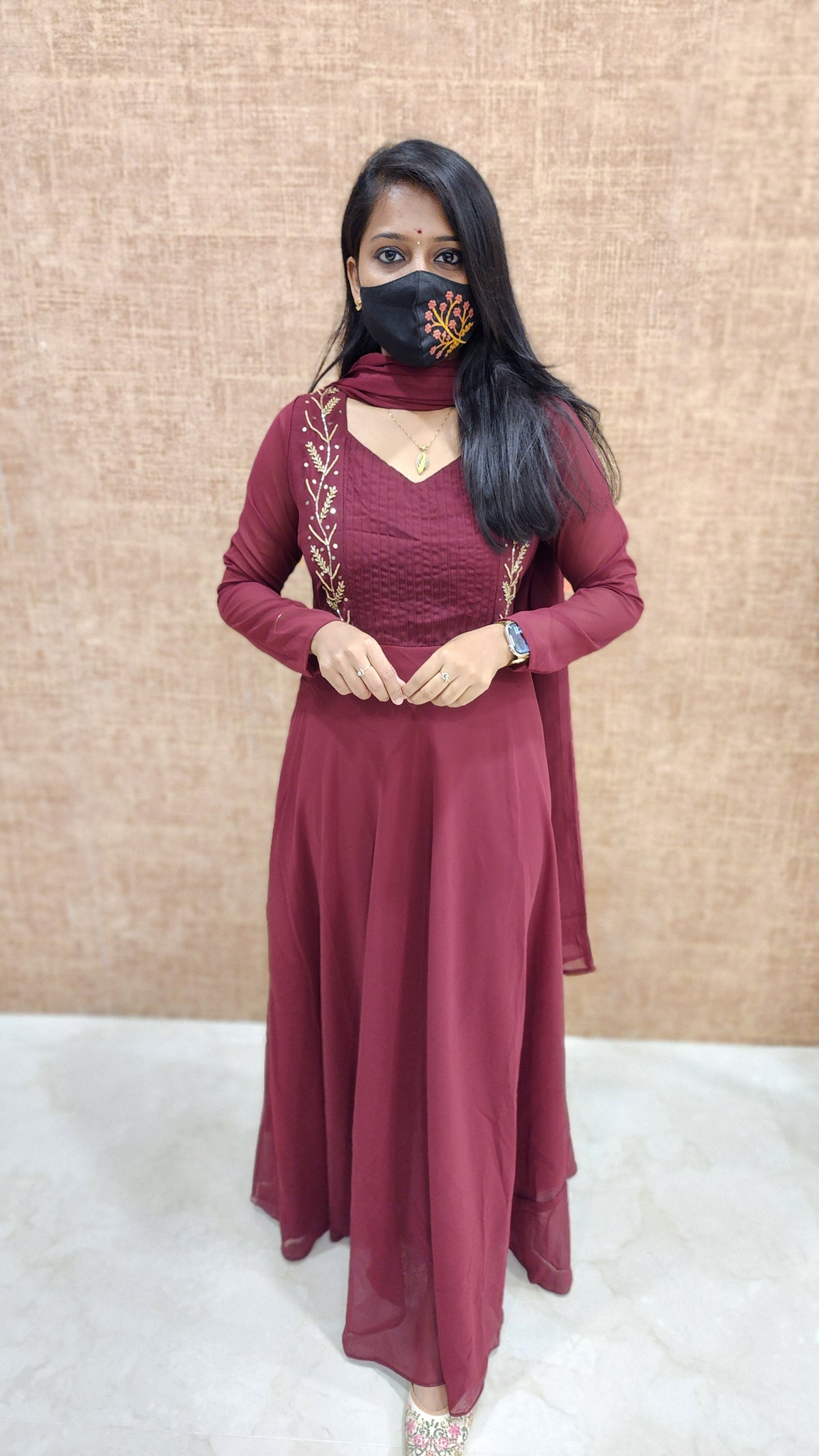 Ethnic Salwar set (Kurti+Dupatta) (9858)