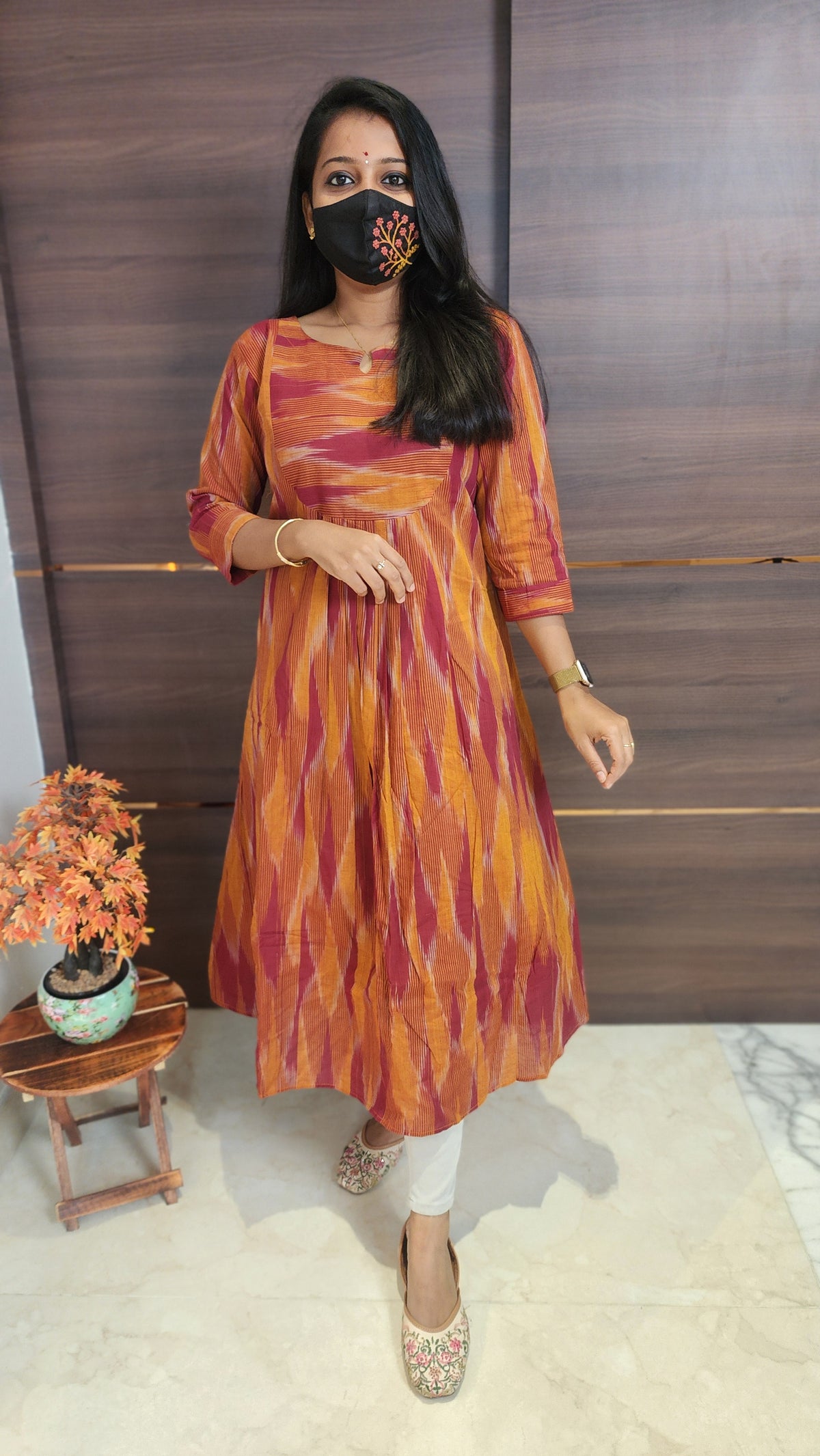 Ikkat Cotton kurti(10104)