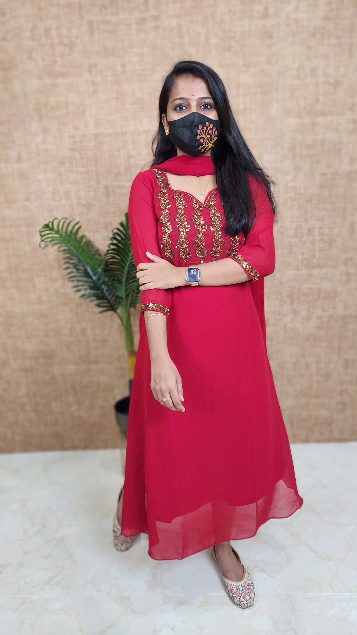Ethnic Salwar set (Kurti+Dupatta)(10474)