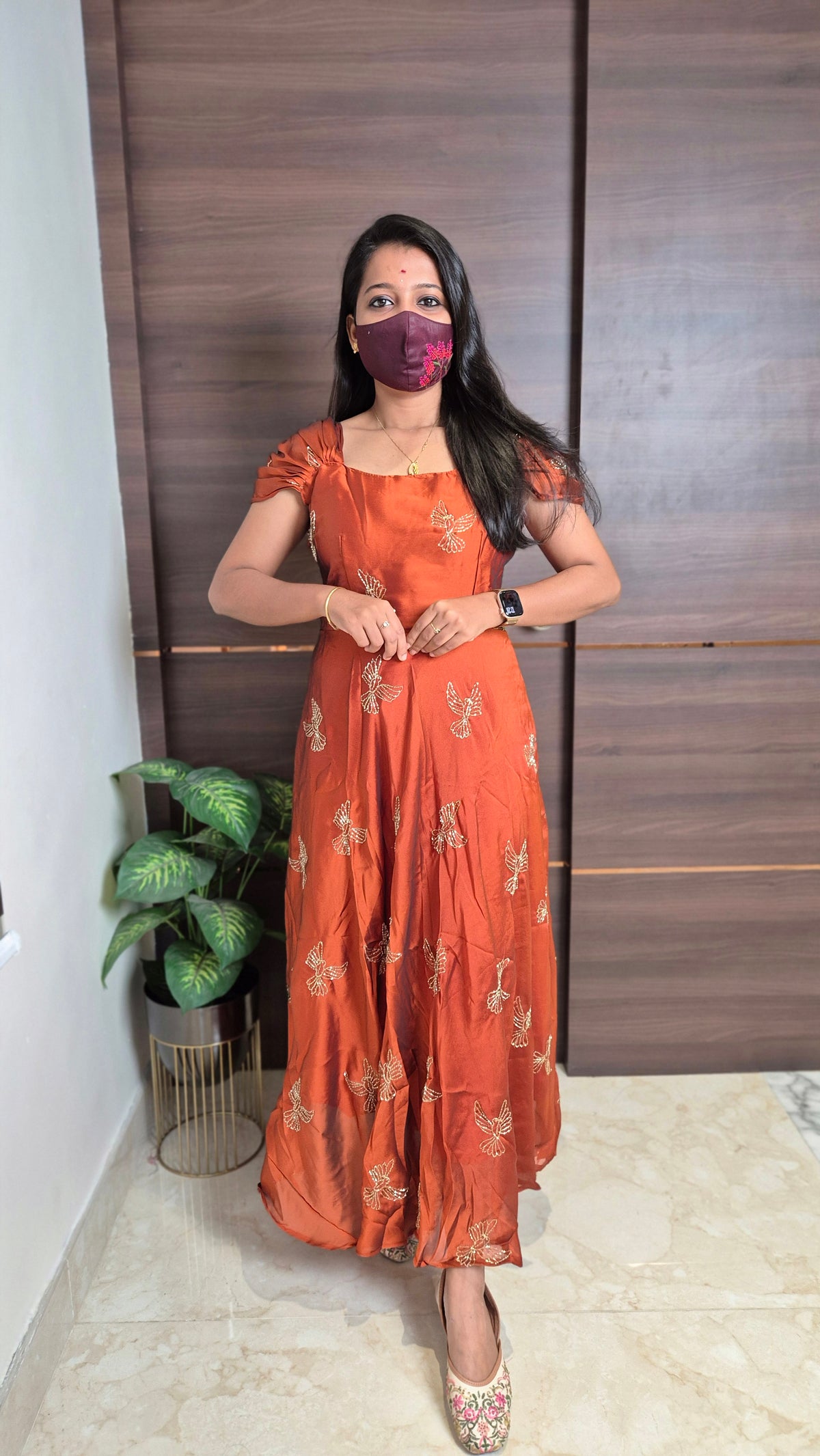 Golden sparrow frock(11339)