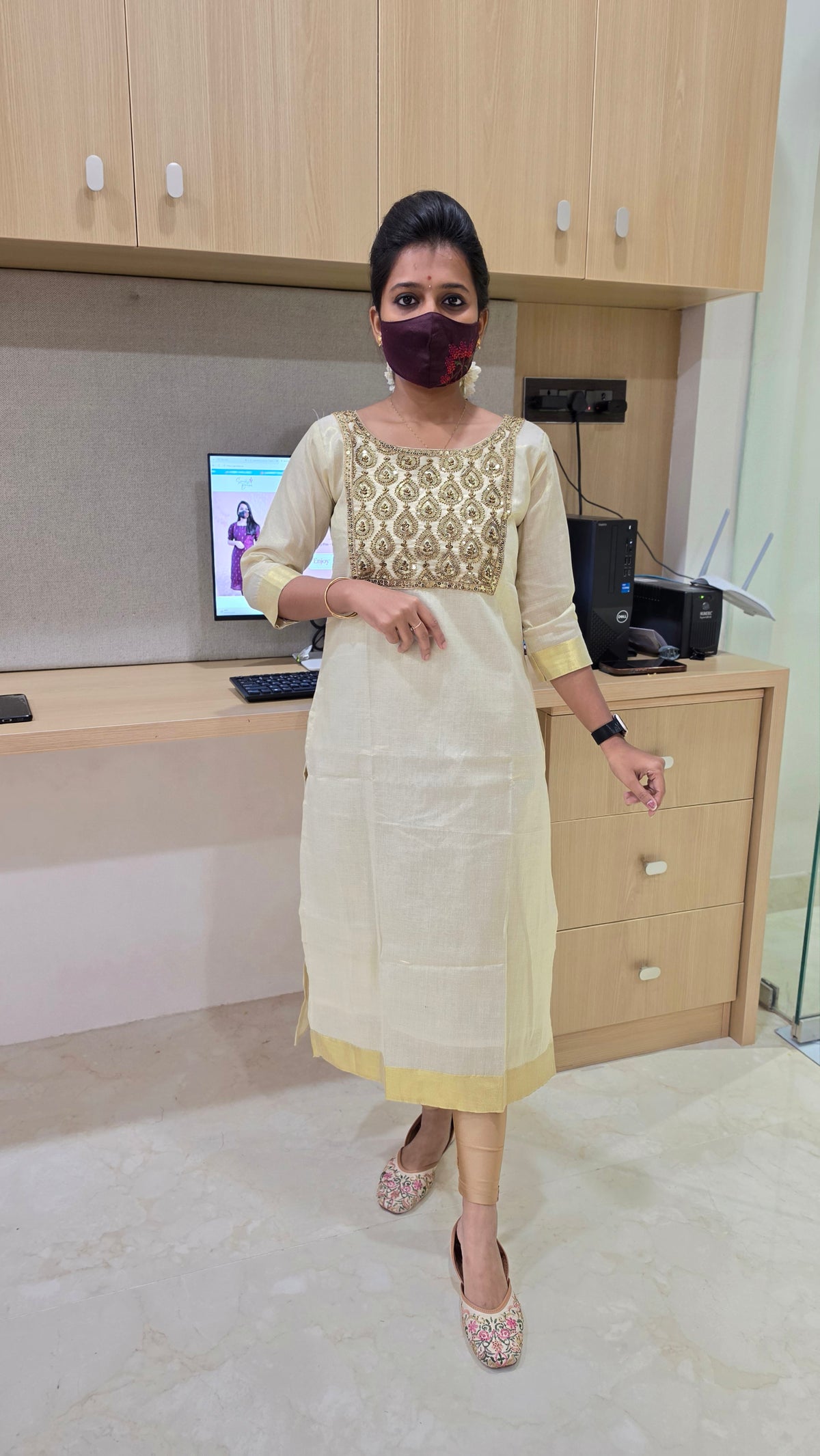 Onam Series- Handwork Kurti(12197)