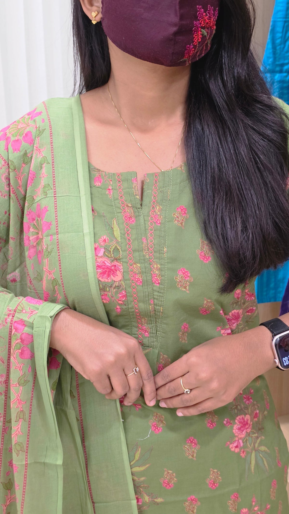 Floral Printed Cotton Salwar Suit with Dupatta for Women -12688