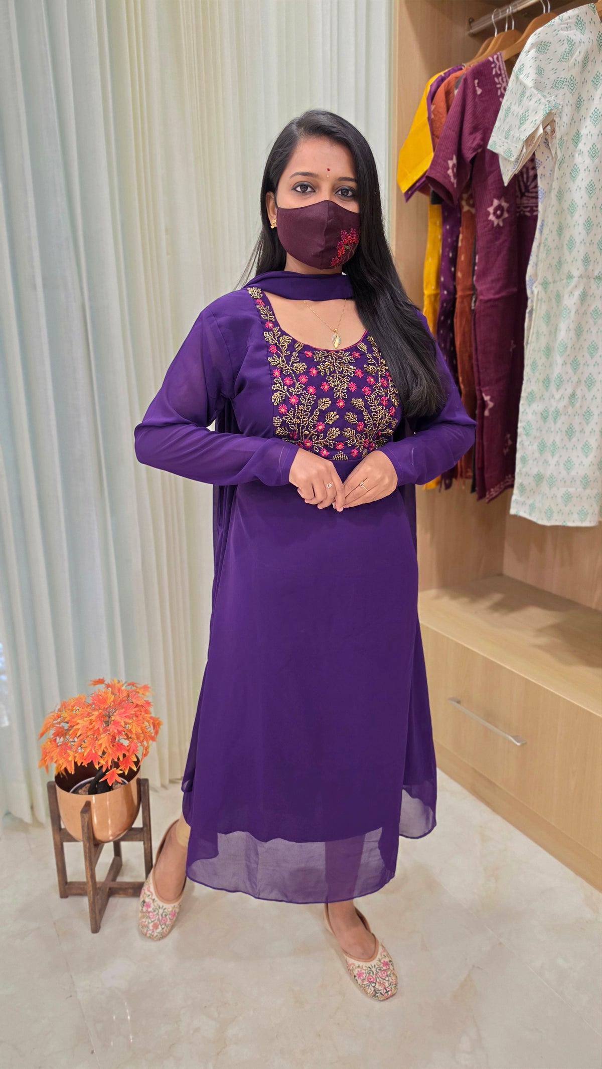 Ethnic Salwar set(Kurti+Dupatta)(12872)
