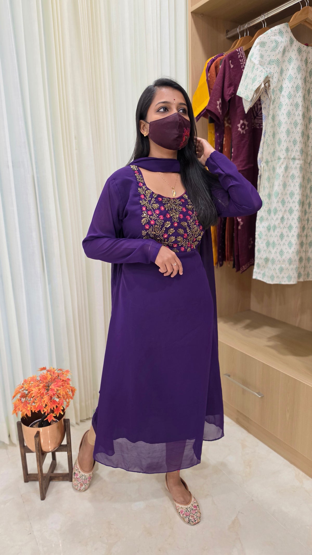 Ethnic Salwar set(Kurti+Dupatta)(12872)