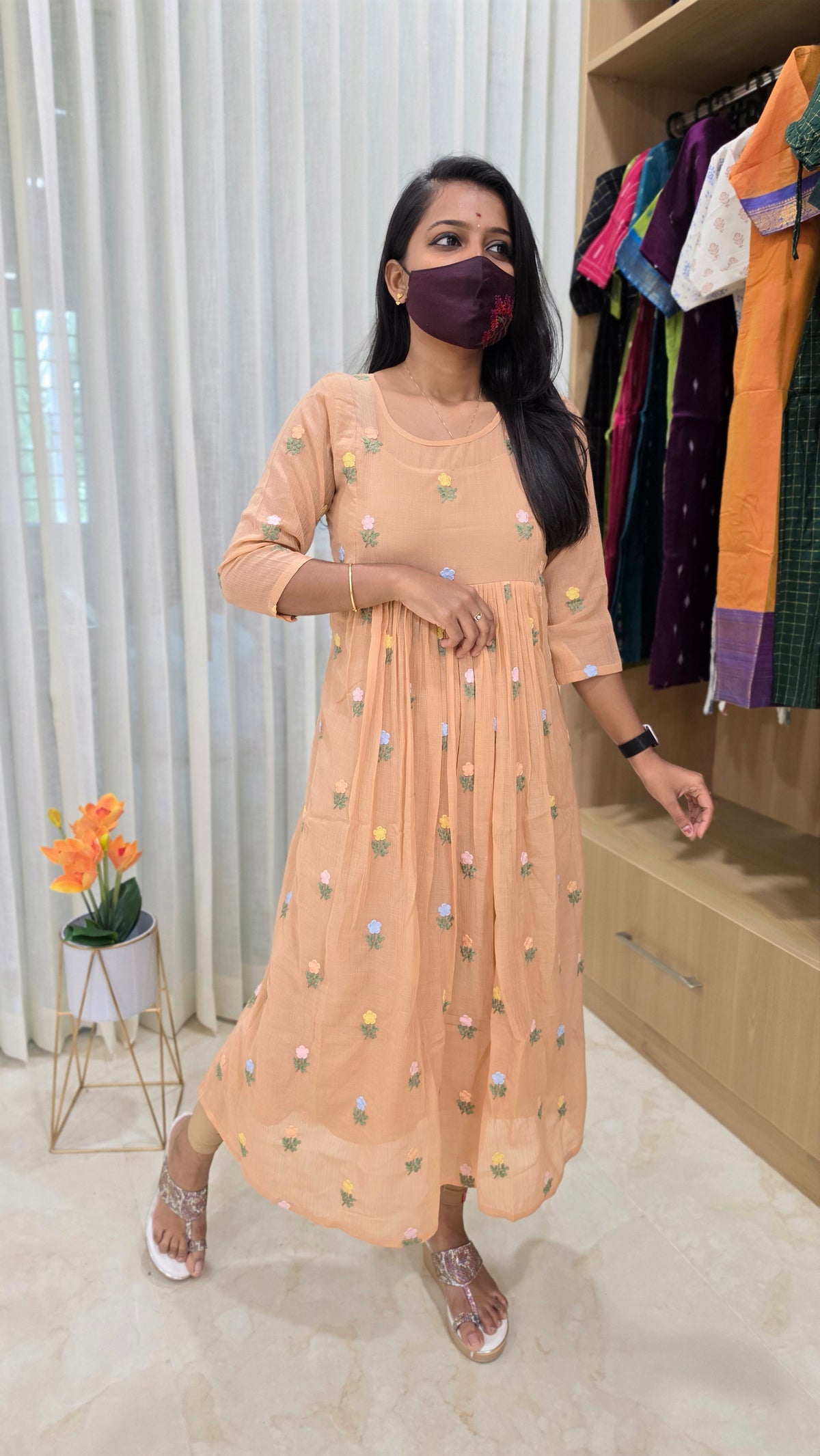 bud rose kurti(13406)