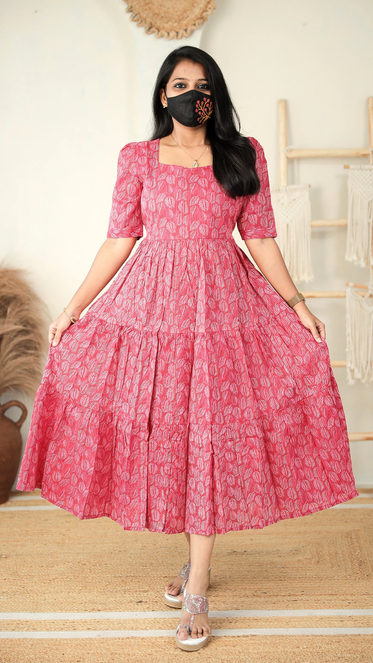 Printed Western Maxi Dress for Women - Jaipur Cotton - 9327