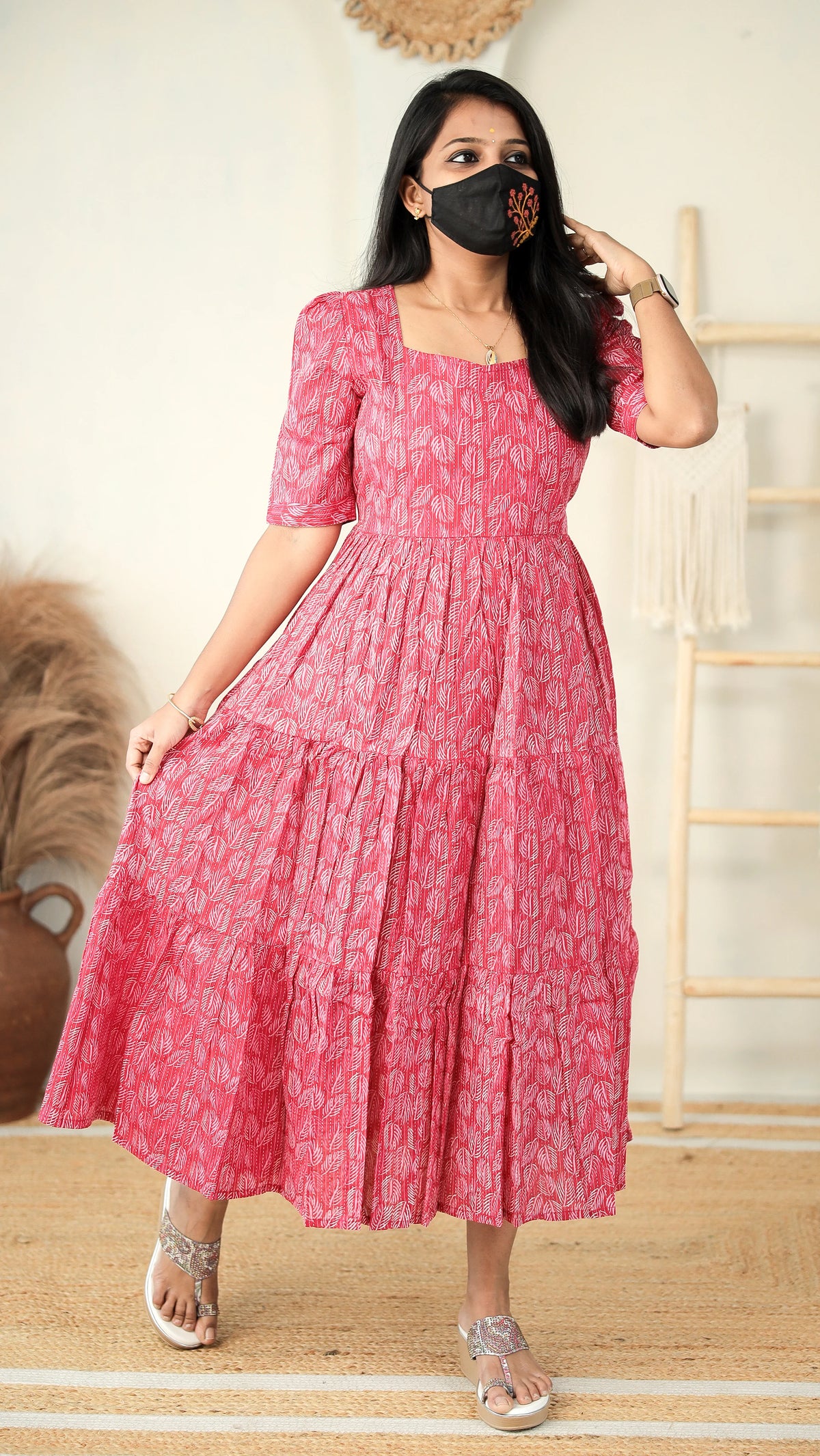 Printed Western Maxi Dress for Women - Jaipur Cotton - 9327