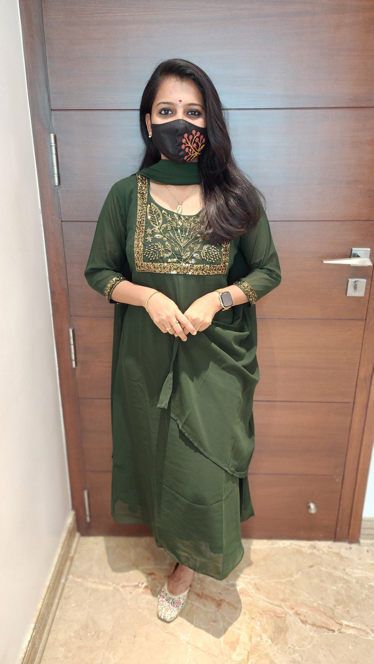 Ethnic Salwar set (Kurti+Dupatta)(8988)