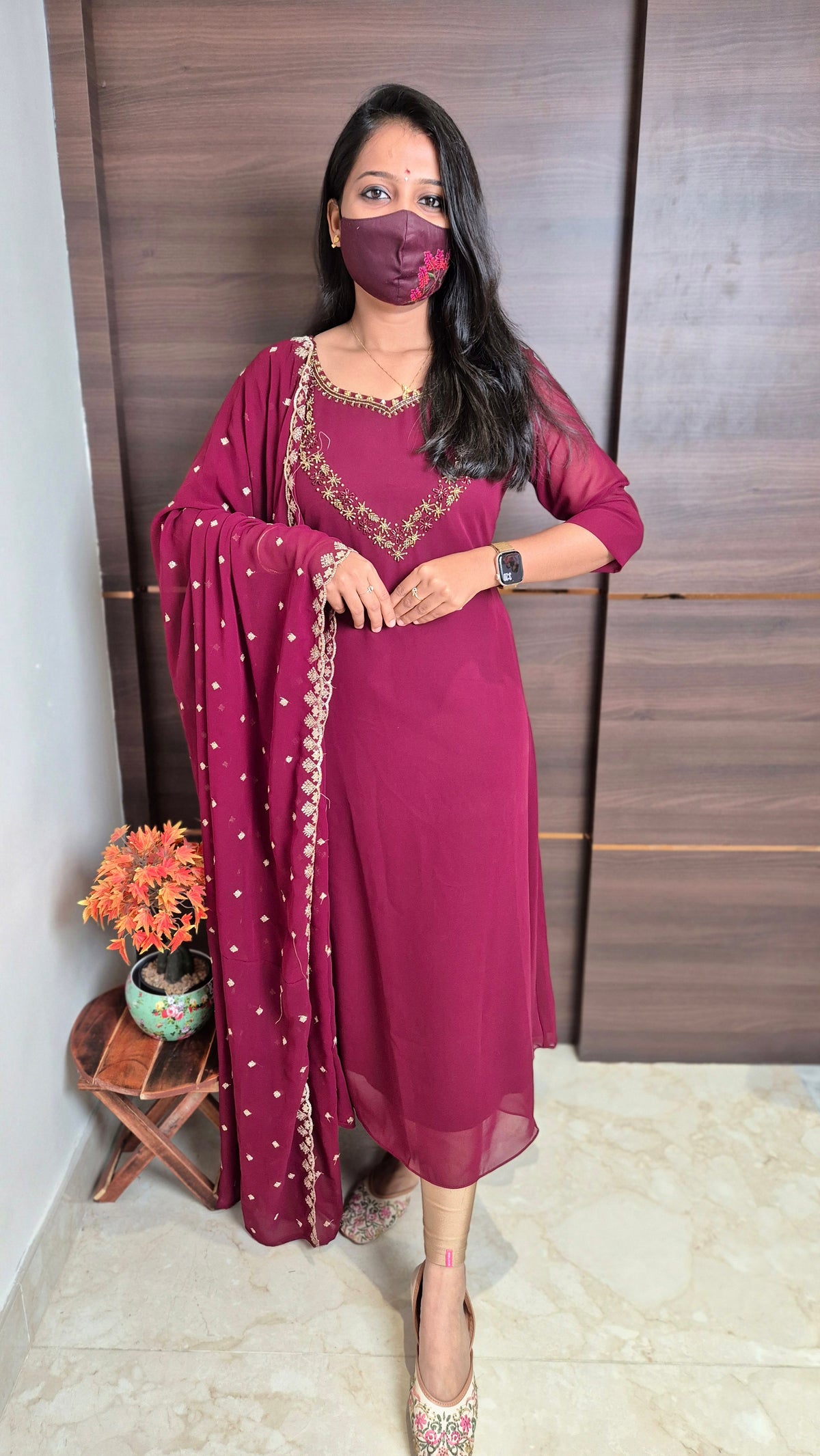 Ethnic Salwar set (Kurti+Dupatta)(11521)