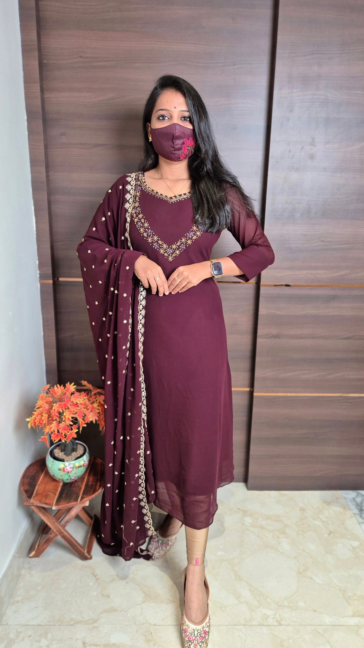Ethnic Salwar set (Kurti+Dupatta)(11519)