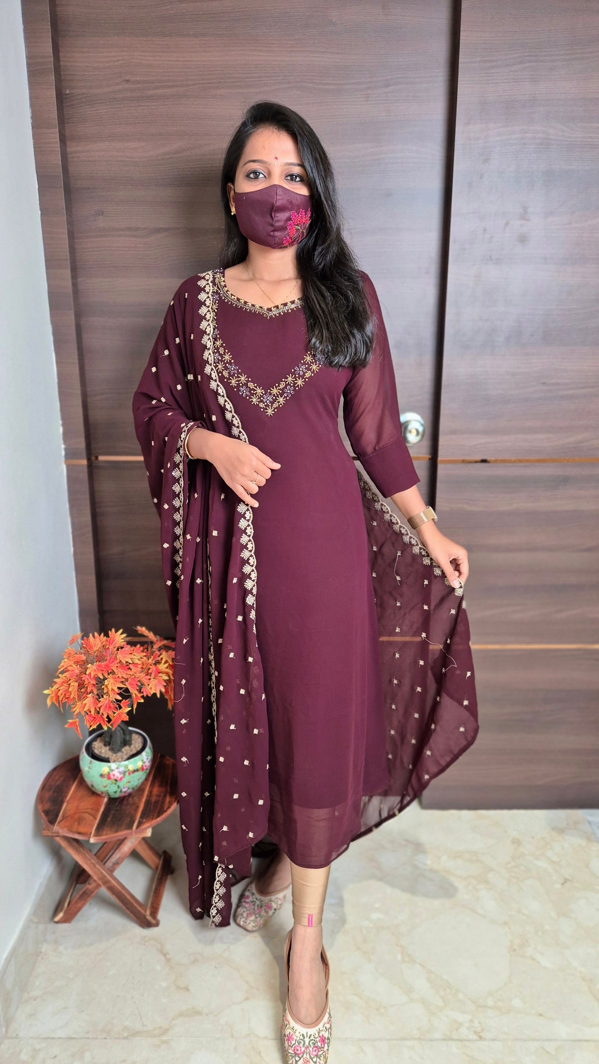 Ethnic Salwar set (Kurti+Dupatta)(11519)