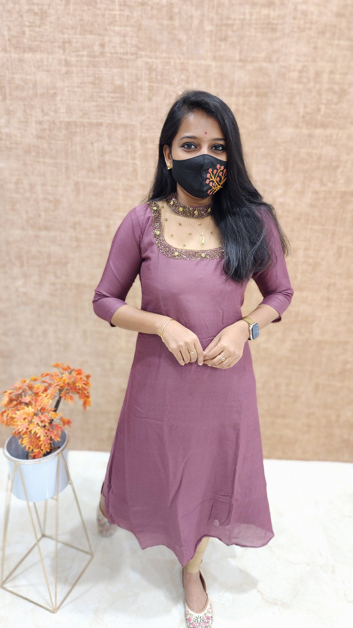 Jewel Neck kurti (9407)c