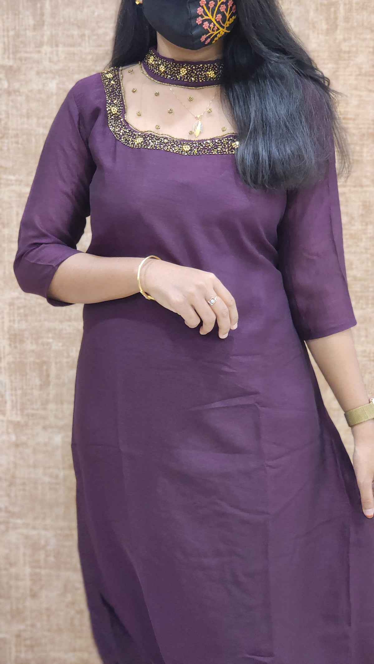 Jewel Neck kurti (9408)c3