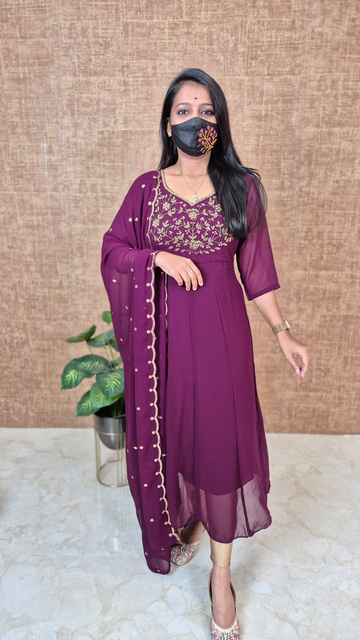 Ethnic Salwar set (Kurti+Dupatta)(11428)
