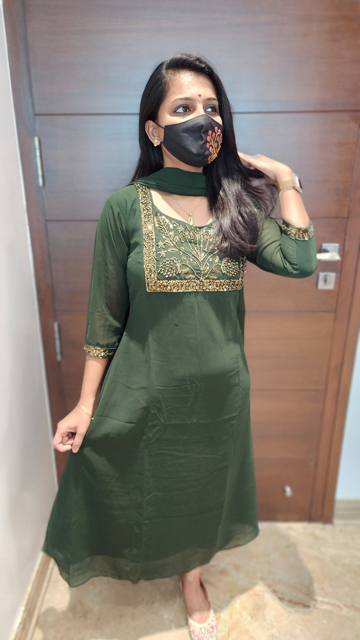 Ethnic Salwar set (Kurti+Dupatta)(8988)